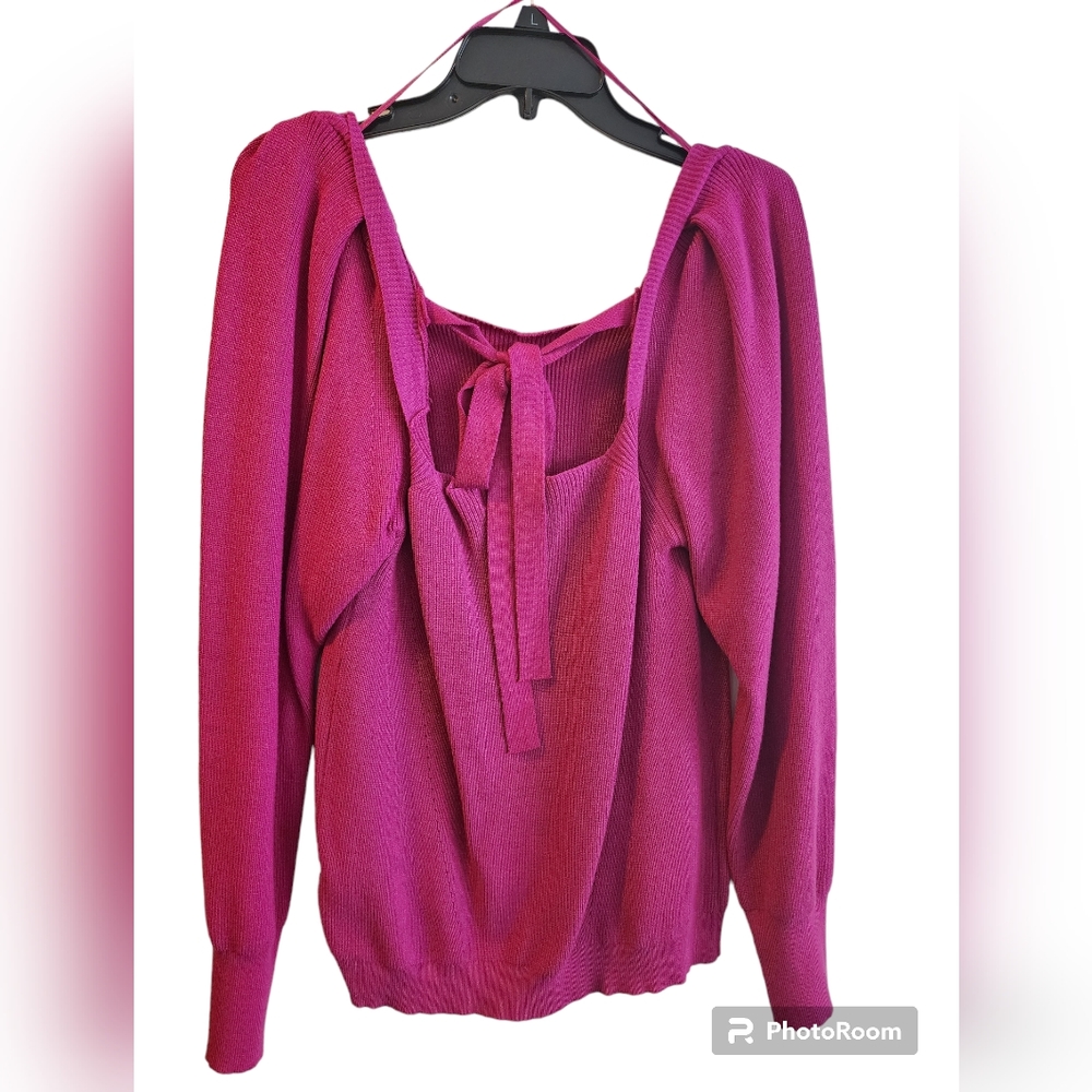 BluIvy Pink Sweater with tied keyhole in back